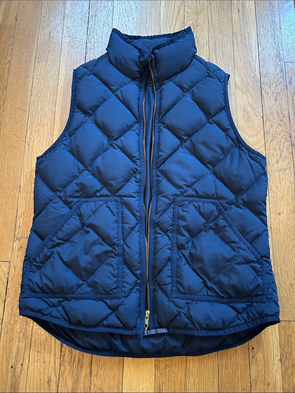 J crew navy blue down vest size s great condition